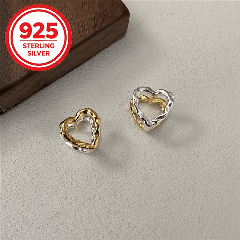 Women's 925 Silver Textured Openwork Hoop Earrings, Light Luxury